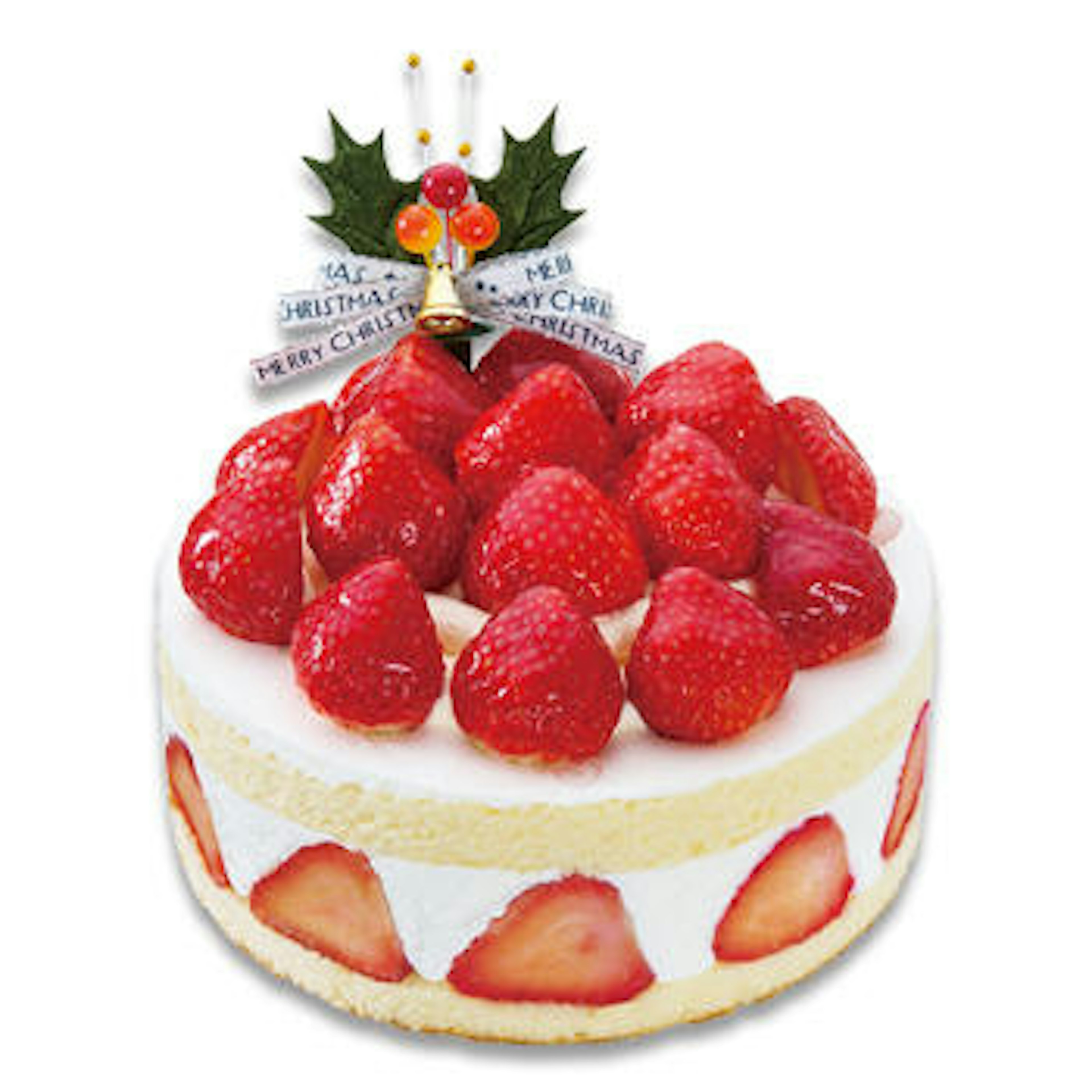 新鮮な苺がたっぷりのクリスマスケーキ、甘さ控えめで絶品