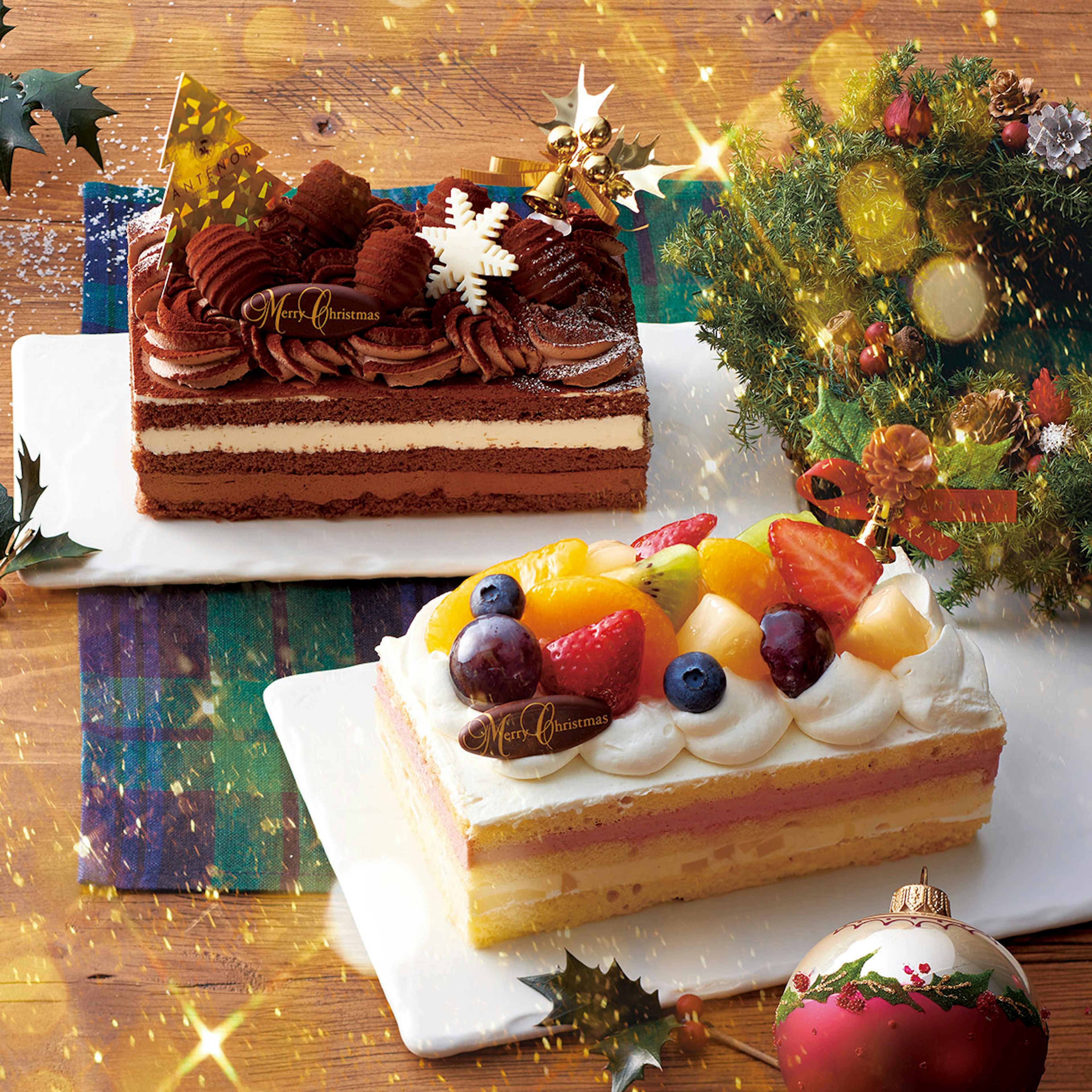 クリスマスにぴったりの華やかなケーキセット