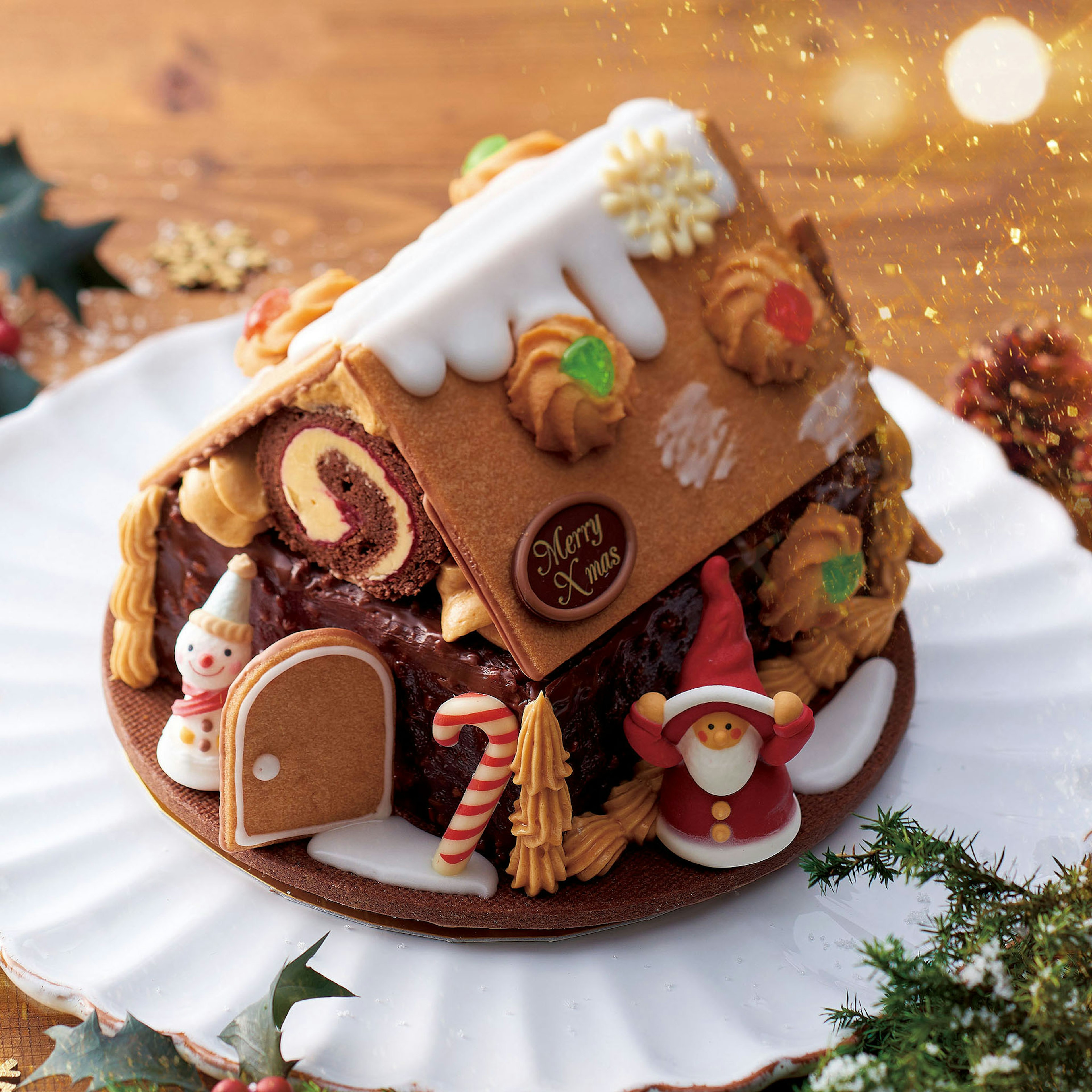 クリスマスにぴったりの可愛いお菓子の家ケーキ