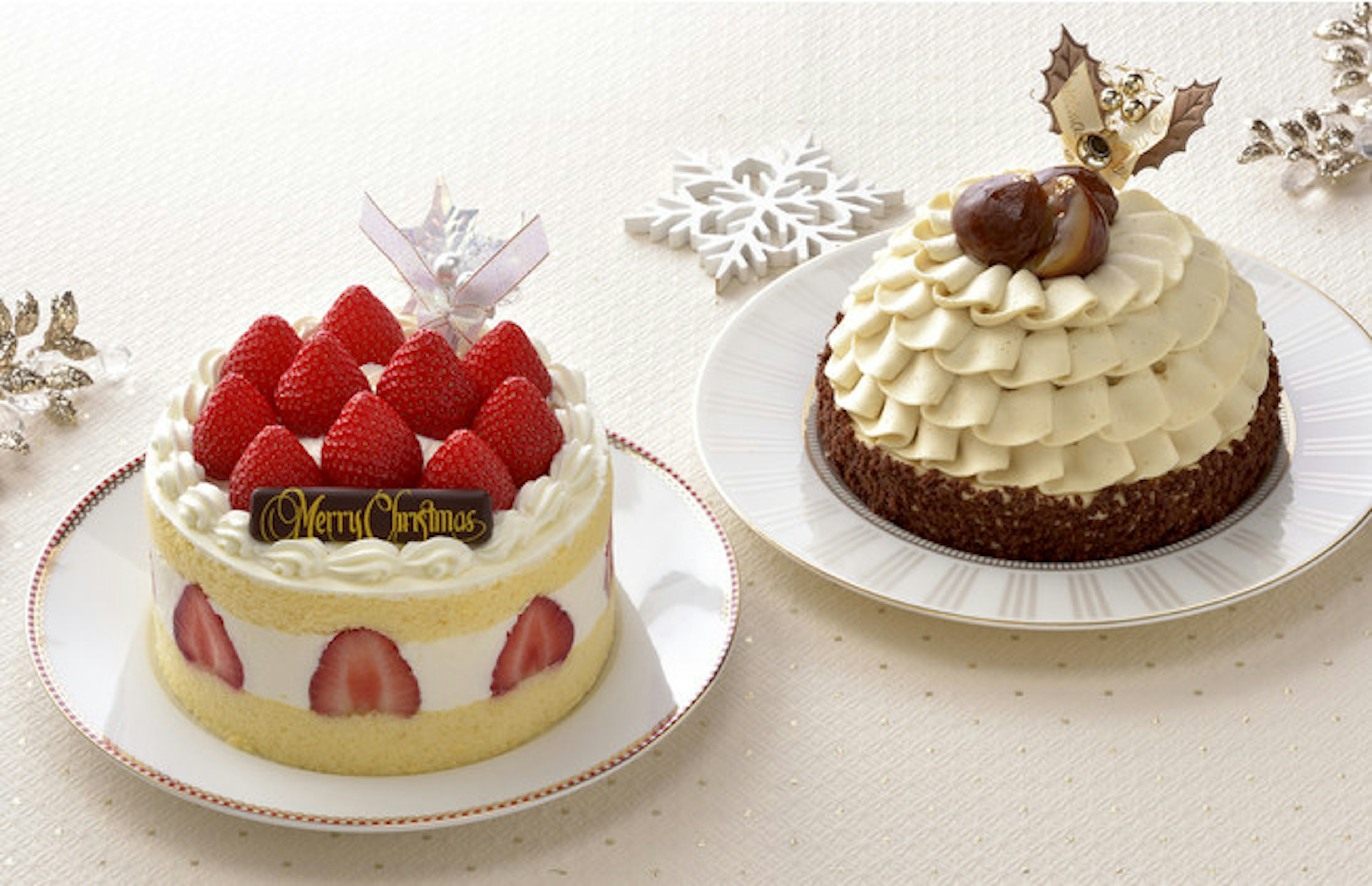 クリスマスにぴったりの華やかな苺と栗のケーキ