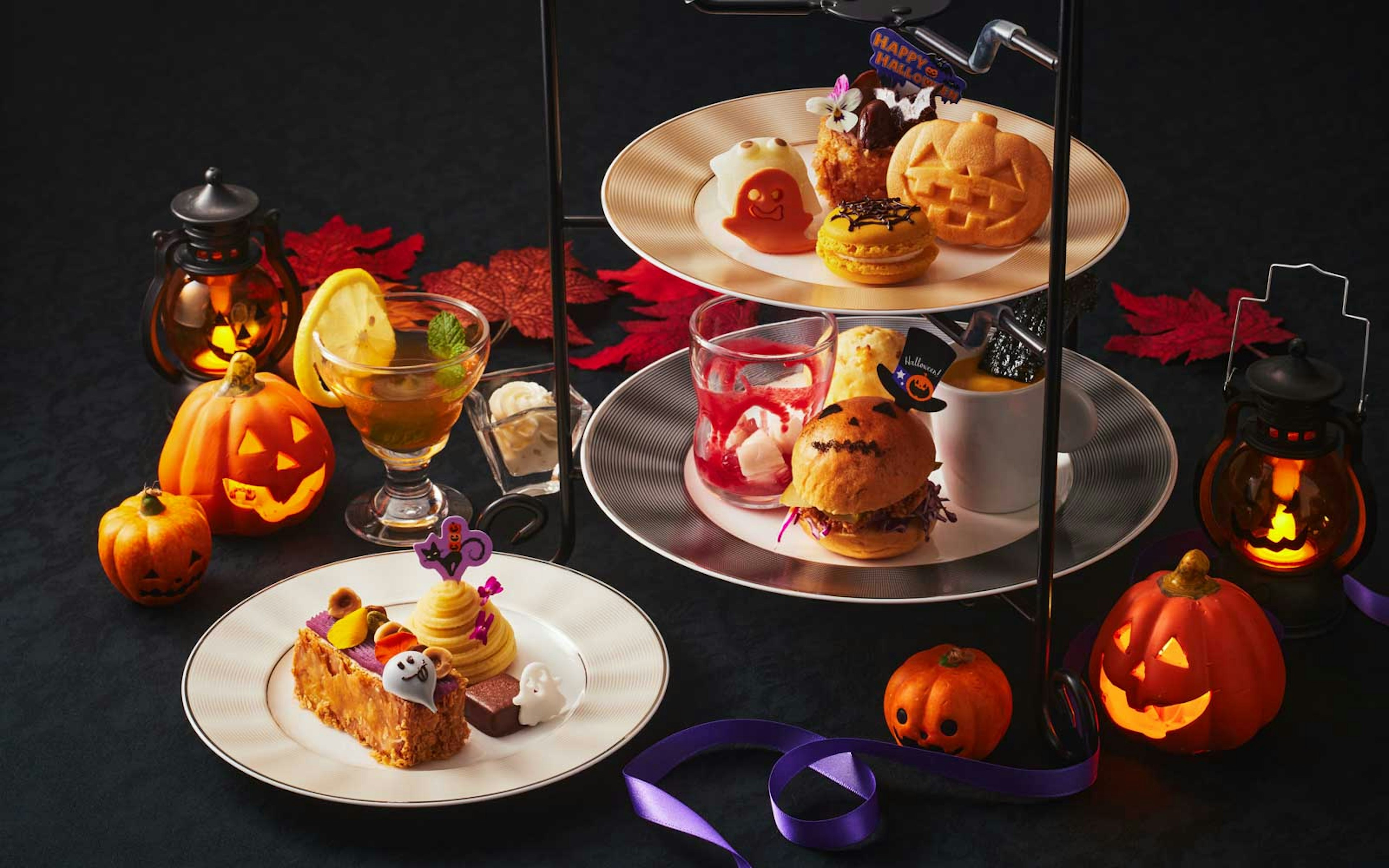 可愛らしいハロウィン仕立てのハロウィンアフタヌーンティーセット