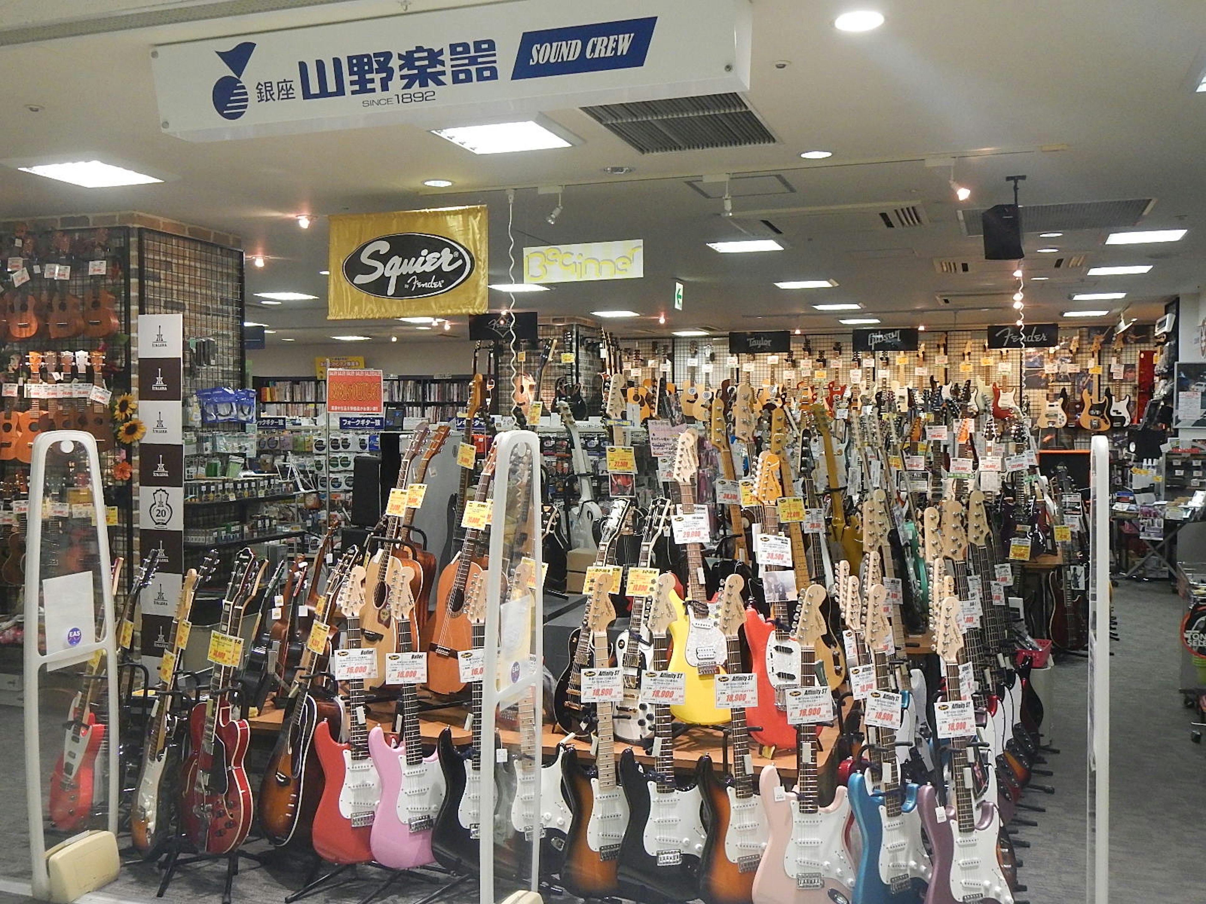 多彩なギターが揃う楽器店で音楽の世界へ