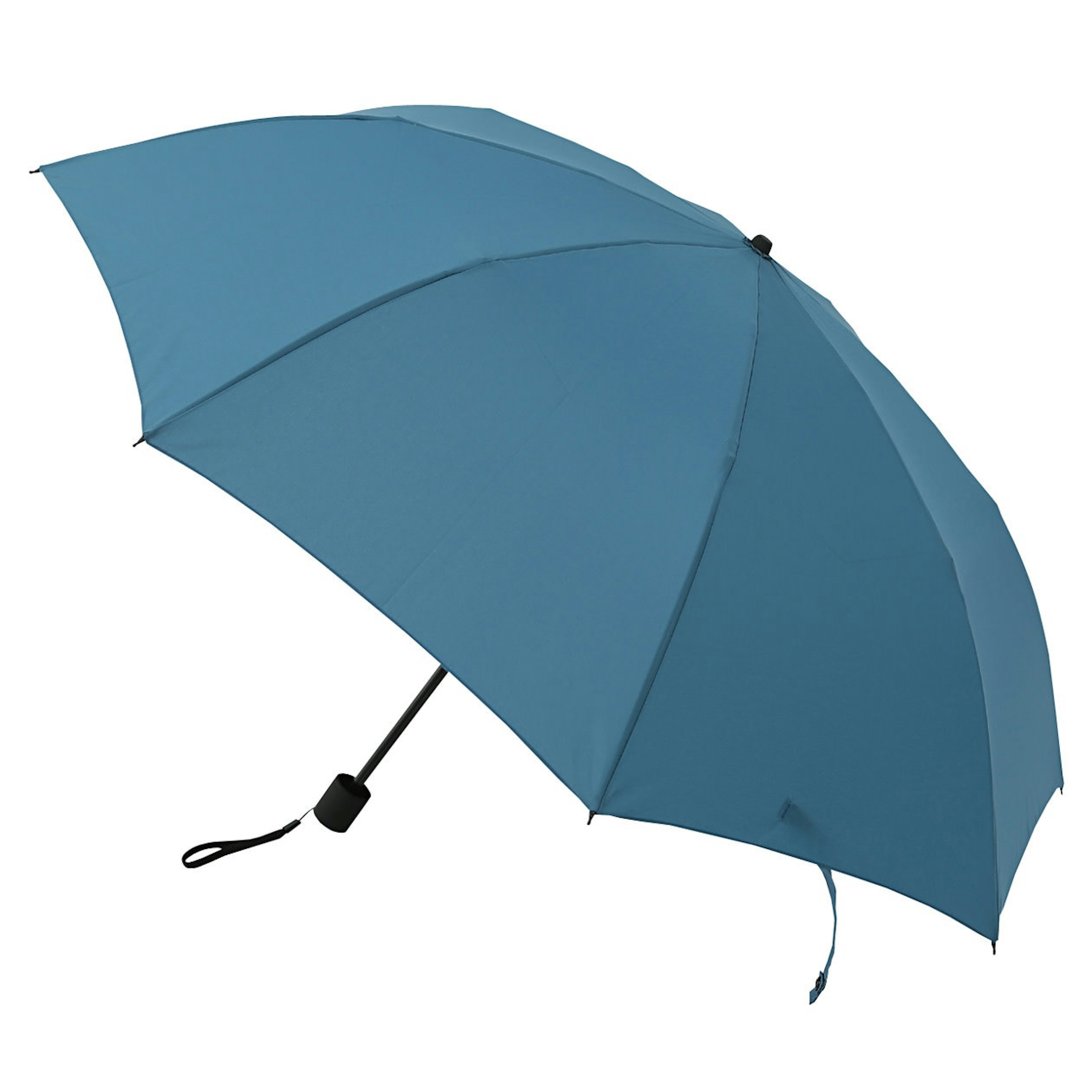 シンプルでおしゃれな青い傘、雨の日も楽しくなります。