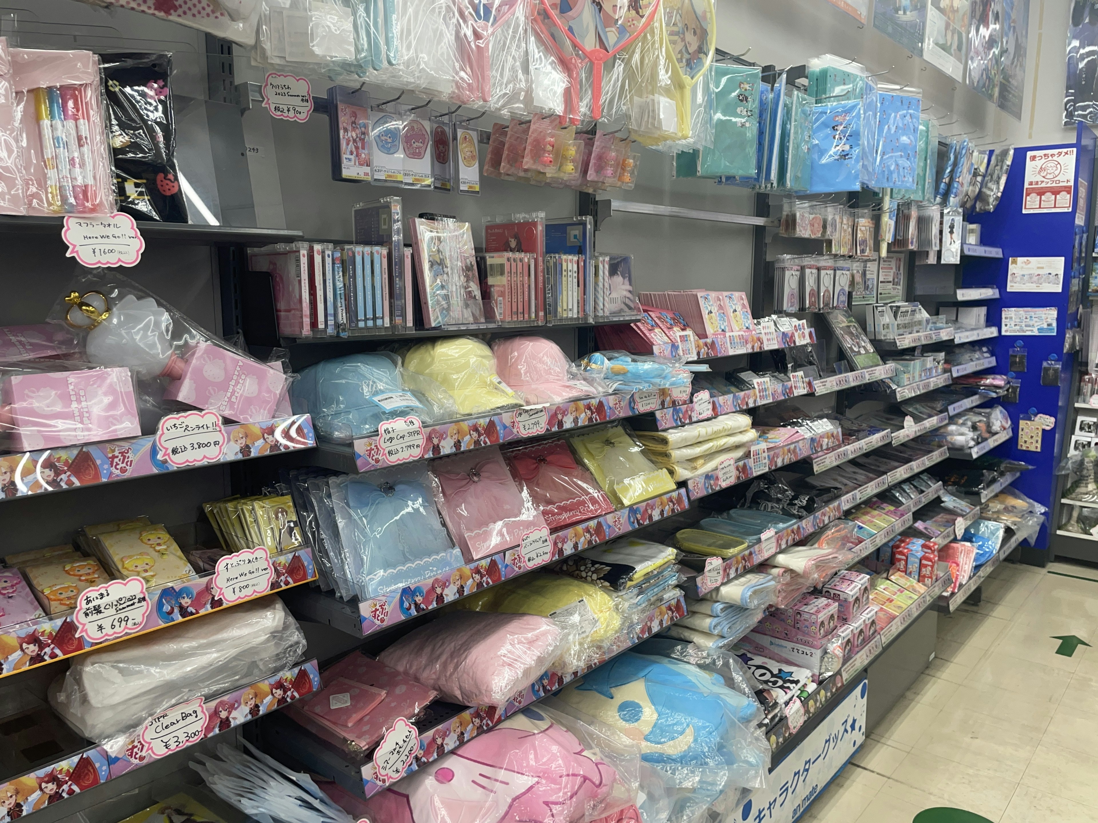 アニメグッズが豊富に揃うお店で、ファン必見の品揃え
