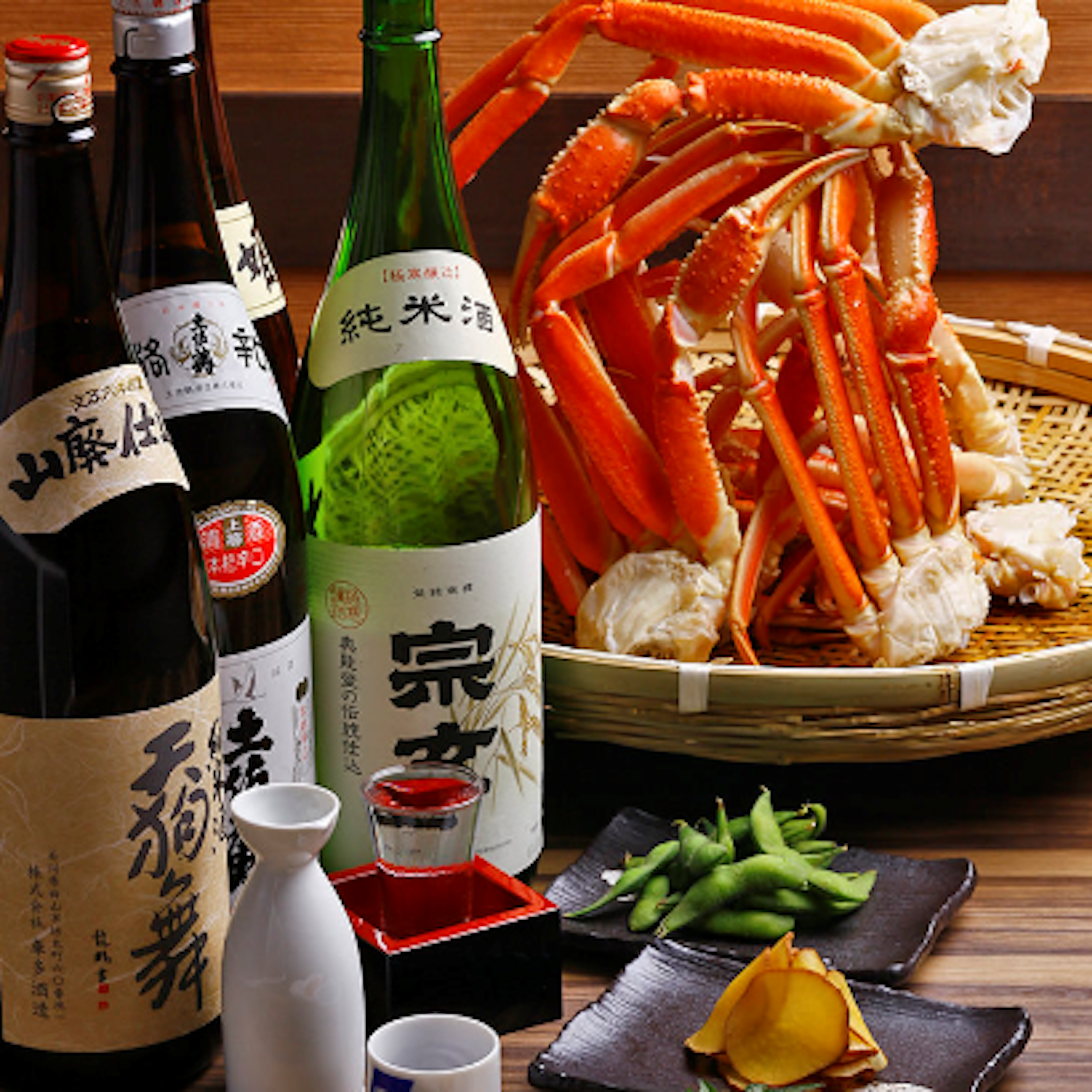 新鮮なカニと日本酒の絶品ペアリングを堪能