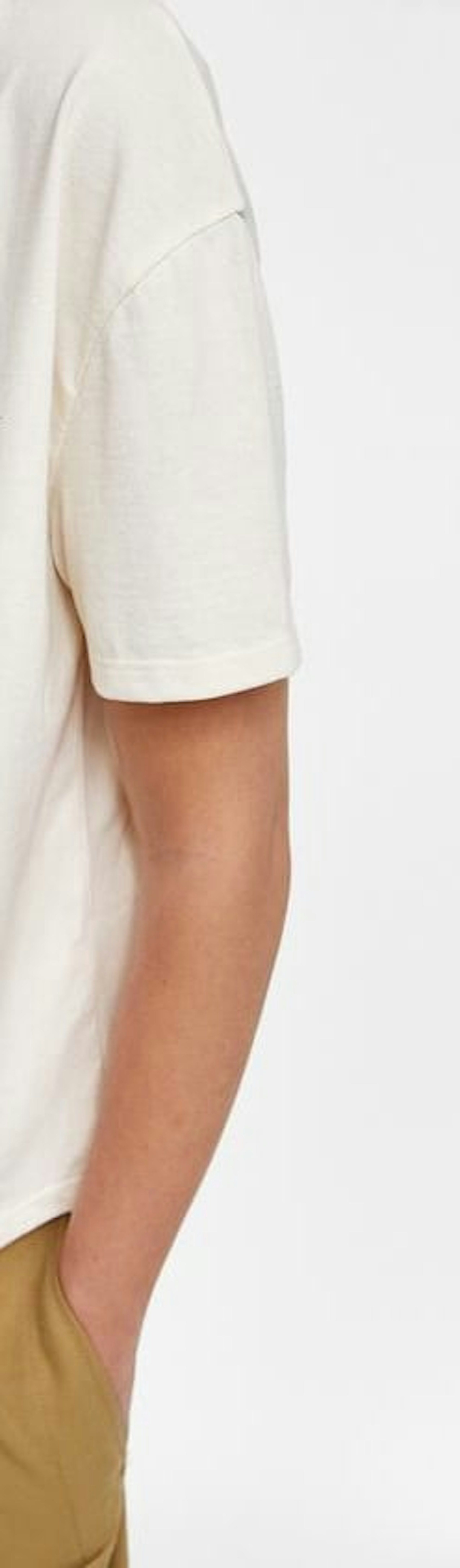 シンプルでおしゃれな白いTシャツ、カジュアルな装いに最適です。